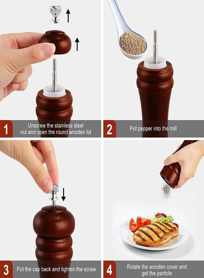 Jamboree!!! Jamboree Pepper Grinder Classic Oak Wood Spicy Pepper Salt Corn Mill Wooden, Ceramic Traditional Pepper Mill (Brown, Black, Pack of 2) - Image 5